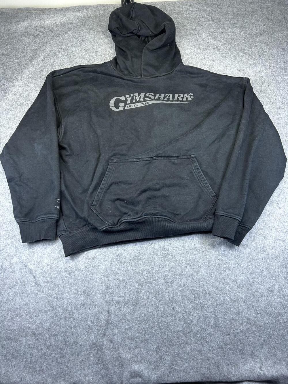 Gymshark GS Men's Hoodie Heavyweight Spellout Charcoal Black Size L